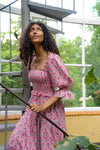Kinza Pink Block Print Maxi Dress