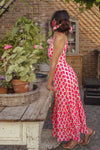 Solene Halter Dress – Fuchsia Hand Block Print
