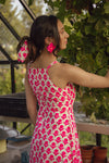 Solene Halter Dress – Fuchsia Hand Block Print