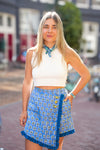 Azure Frill Block Printed Shorts