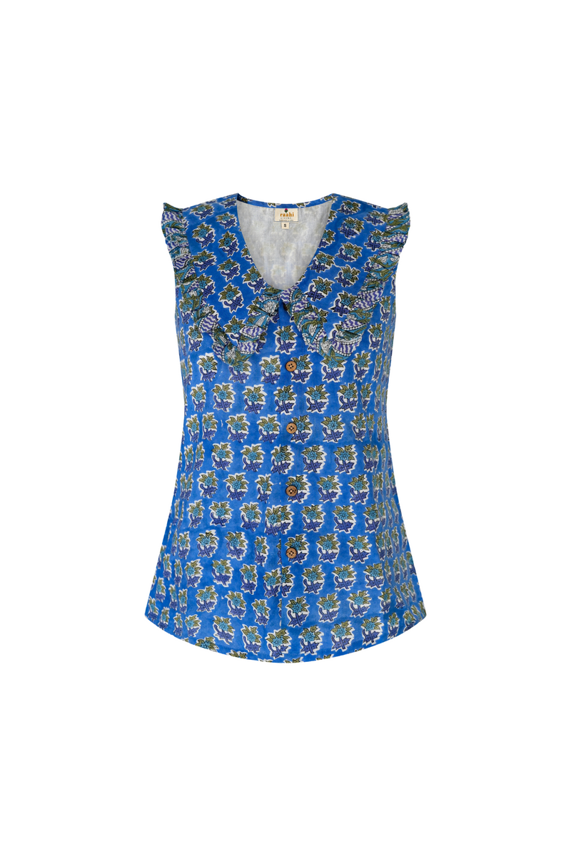 Azure Buti Exaggerated Collar Blouse – RAAHI LIVING