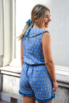 Azure Frill Block Printed Shorts