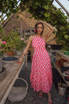 Solene Halter Dress – Fuchsia Hand Block Print