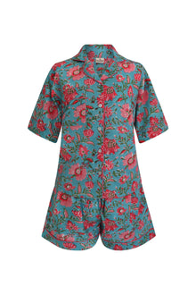  Sita Botanical Shorts PJ Set in Turquoise
