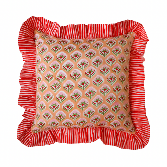 Tulip Block Print Cushion Cover 45 x 45cm