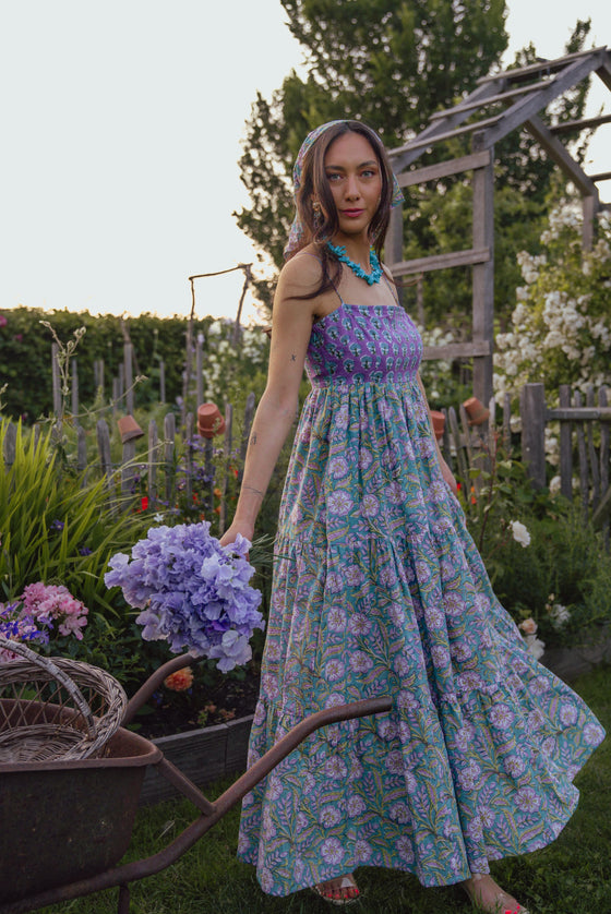 Helia Colourblock Cotton Maxi Dress