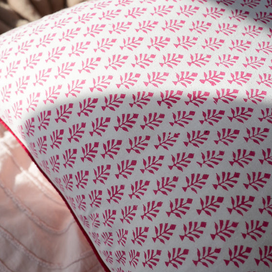 Aria Boota Raspberry Hand Block Printed Cushion Cover 50x50cm