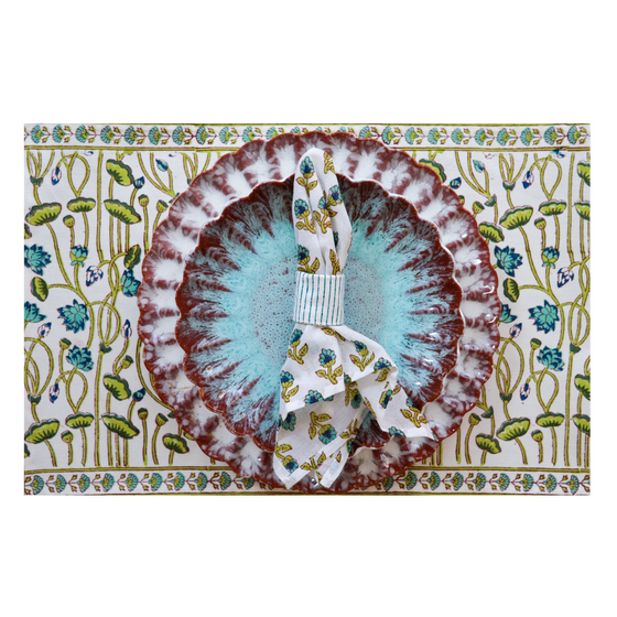 Sea Green Lily Dinner Set of Two