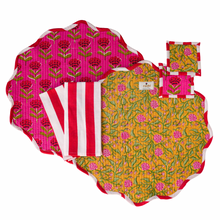  Cherri Reversible Round Scalloped Cotton Placemat Set (Set of 2)