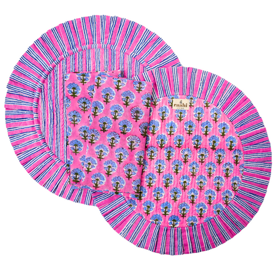 Aziza Striped Pleated Edge Reversible Placemats (2)