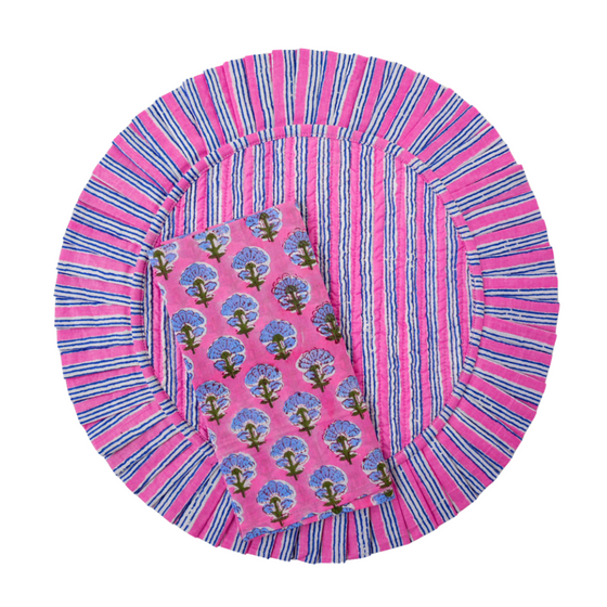 Aziza Striped Pleated Edge Reversible Placemats (2)