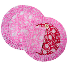  Saavi Floral Pleated Edge Reversible Table Mat Set of Two
