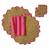Cherri Pink Reversible Round 38cm Scalloped Cotton Placemat Set (Set of 2)