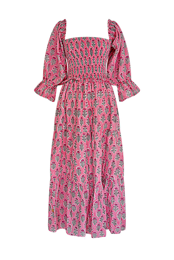 Kinza Pink Block Print Maxi Dress