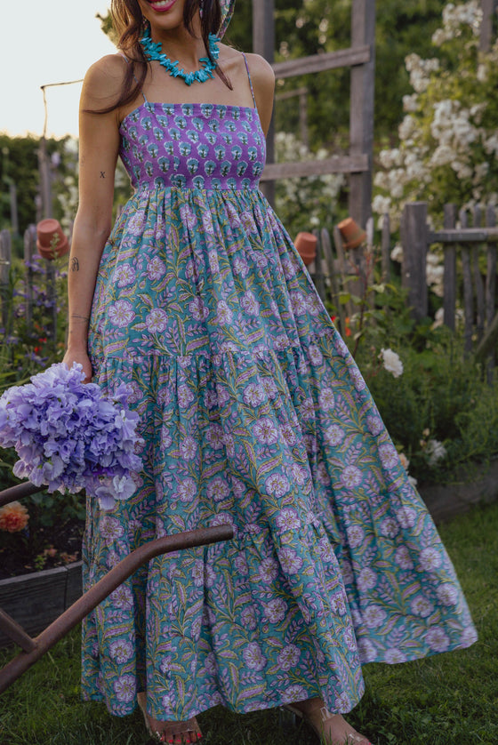 Helia Colourblock Cotton Maxi Dress