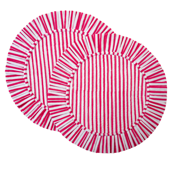 Nadia Striped Pleated Edge Reversible Table Mat Set of Two