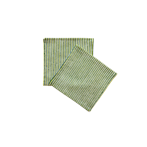 Dark & Light Green Striped Coaster Set of Two