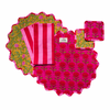 Cherri Pink Reversible Round 38cm Scalloped Cotton Placemat Set (Set of 2)