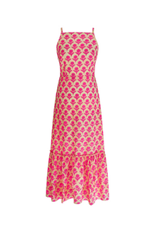  Solene Halter Dress – Fuchsia Hand Block Print