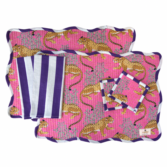 Zena Scalloped Edge Reversible Placemat Set (Set of 2)