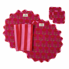Cherri Pink Reversible Round 38cm Scalloped Cotton Placemat Set (Set of 2)