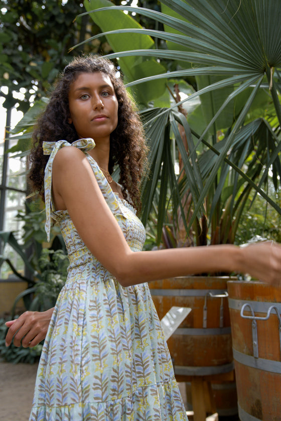 Chiara Ostuni Green Block Print Maxi Dress