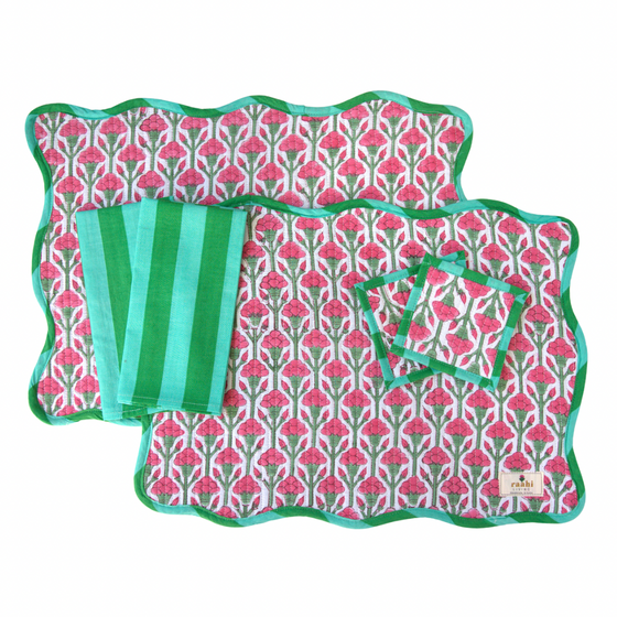 Fien Scalloped Edge Rectangular Reversible Placemat Set (Set of 2)