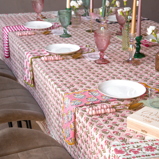 Polly Block Printed Tablecloth 170x240cm