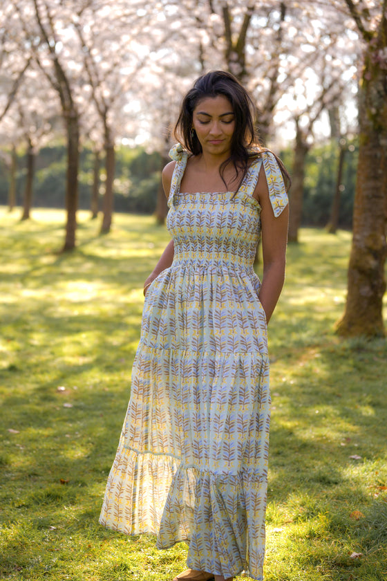 Chiara Ostuni Green Block Print Maxi Dress