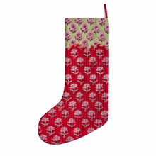  Luxury Quilted Reversible Christmas Stocking - Red & Green Booti