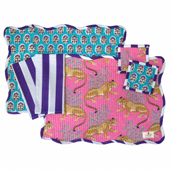 Zena Scalloped Edge Reversible Placemat Set (Set of 2)