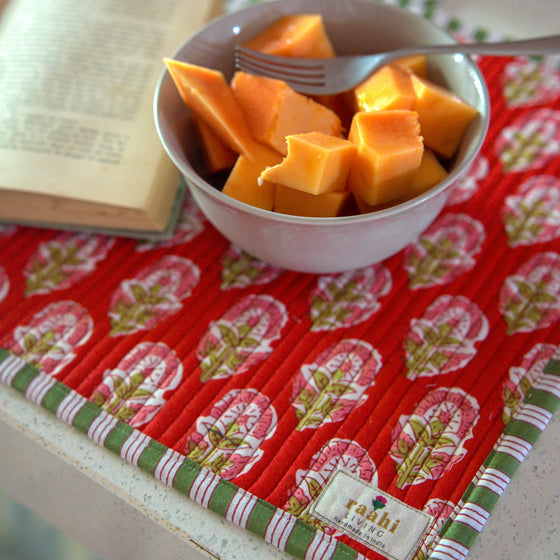 Ayanna Reversible Block Printed Cotton Placemat Set (Set of 2)