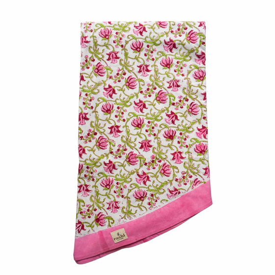 Eloise Lotus Hand Block Print Round Tablecloth