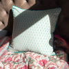 Aria Boota Turquoise Hand Block Printed Cushion Cover 50x50cm