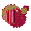 Cherri Pink Reversible Round 38cm Scalloped Cotton Placemat Set (Set of 2)