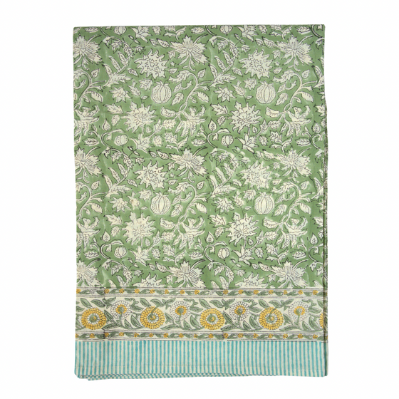 Avocado Cream Hand Block Printed Lilac Jaal Tablecloth 170x300cm
