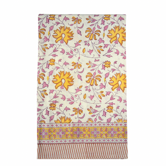 Marigold Hand Block Printed Jaal Tablecloth 150x220cm