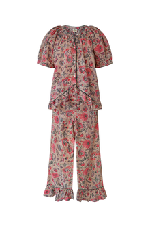  Diantha Cotton Pyjama Set – Hand Block Printed with Ruffle Detail
