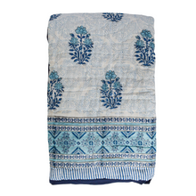  Blue Mosaic Blooms Reversible Cotton Quilt