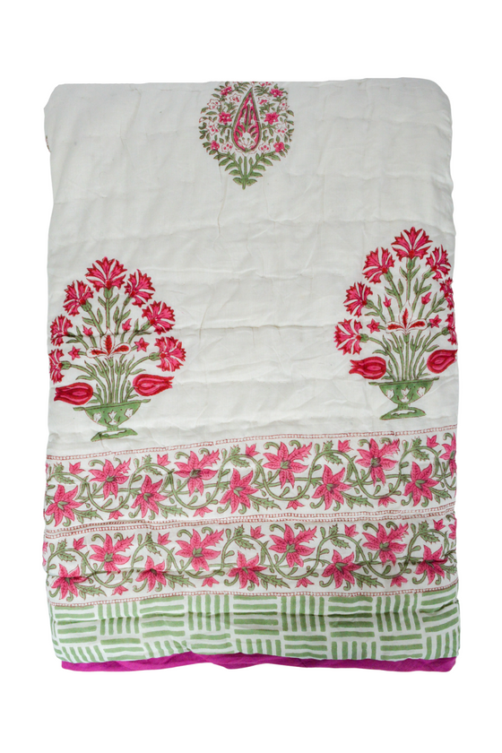 Ava Rosewater Bouquet Reversible Cotton Quilt