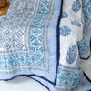 Blue Mosaic Blooms Reversible Cotton Quilt