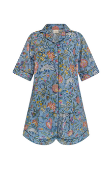  Druvi Botanical Shorts PJ Set in Blue