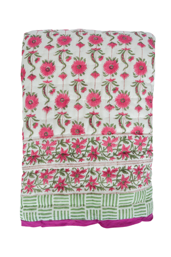 Ava Rosewater Bouquet Reversible Cotton Quilt