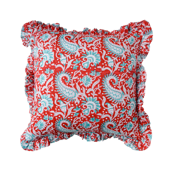 Red Ambh Paisley Cushion Cover