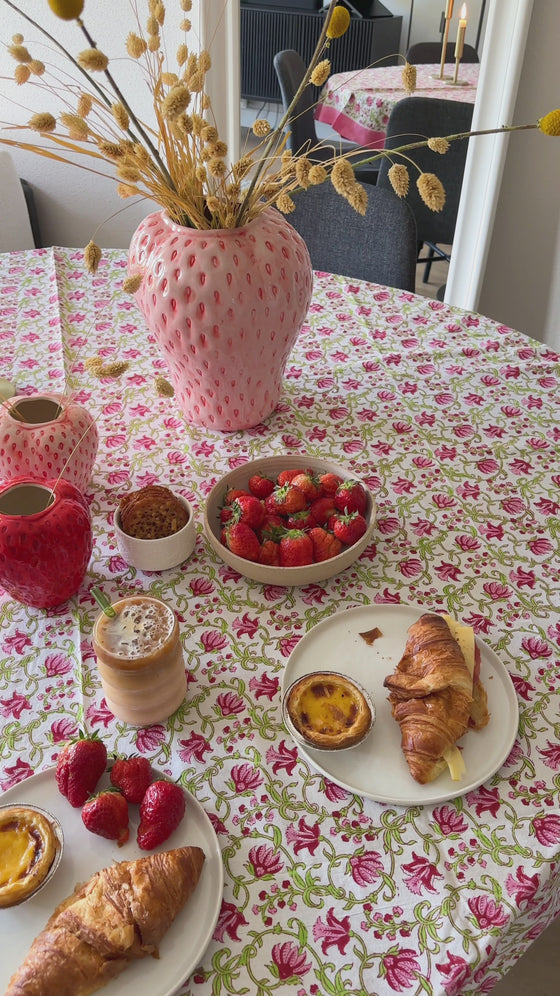 Eloise Lotus Hand Block Print Round Tablecloth